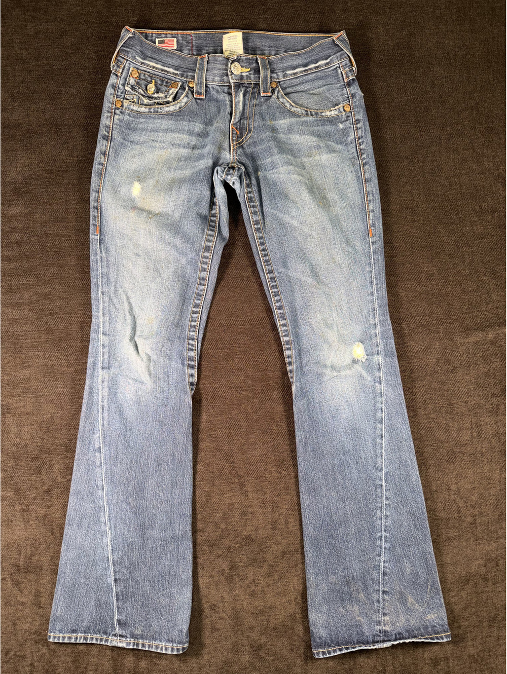 True Religion Women's Distressed Bootcut Jeans Size 28 Made in USA